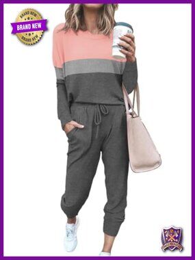 Women's Two Piece Sweatsuit Set Long Sleeve Crewneck Pullover & Jogger Pants